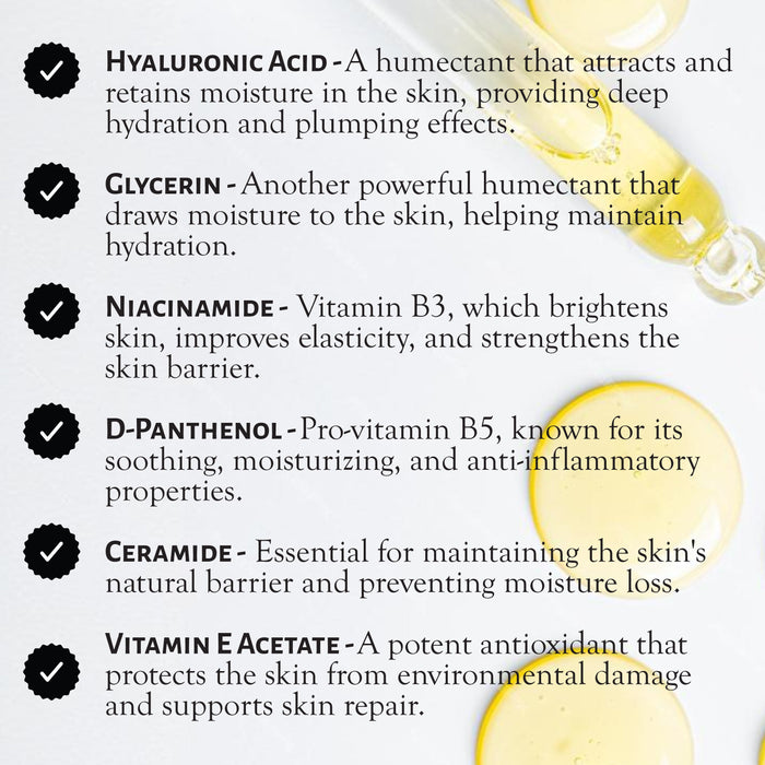 Market Fresh Beauty Hyaluronic Acid Serum - Hydrate & Plump with Ceramides, Aloe Vera, & Malachite Extract | Fragrance-Free | 2 fl oz