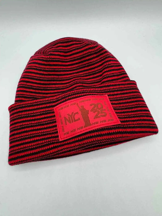 H Stitch Cuffed Beanie, Black and Red Contrast, New Year 2025 Limited Edition