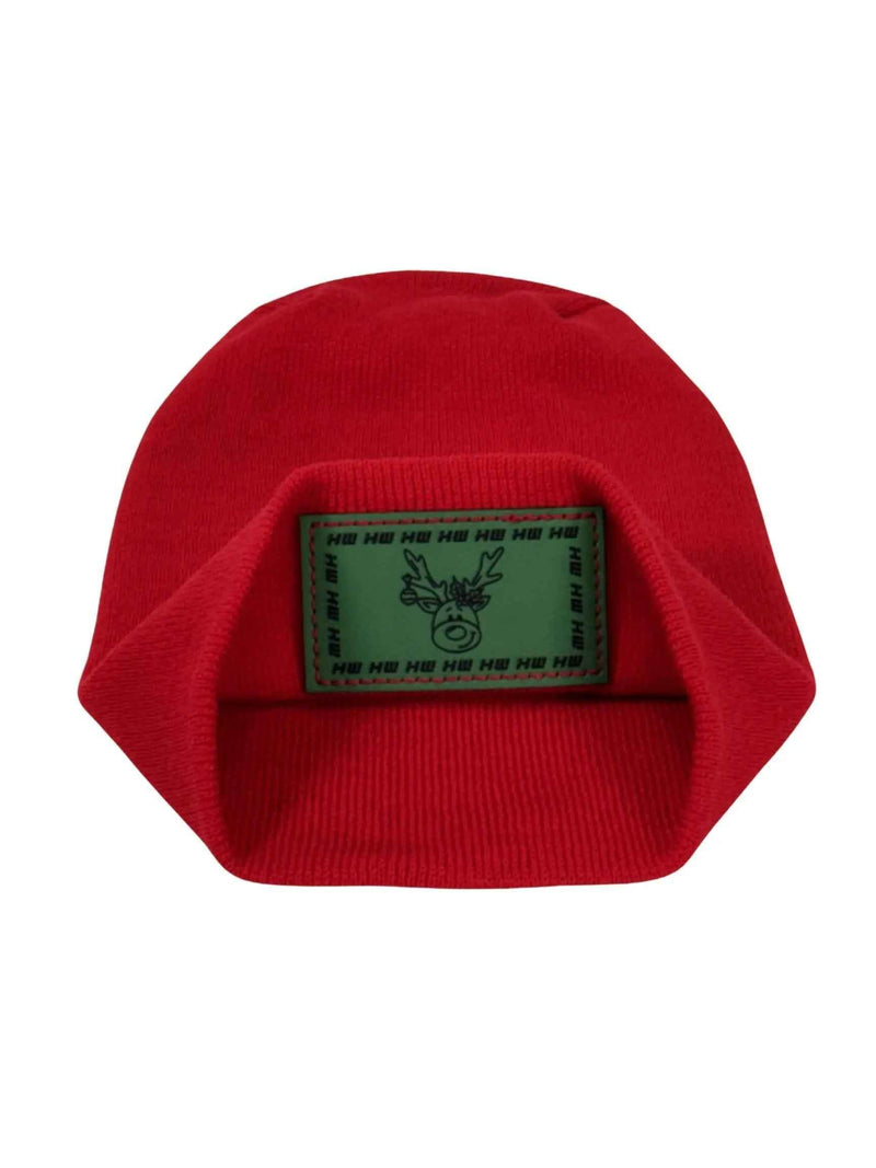 Haakwear Exclusive Christmas Reindeer H-Stitch Beanie - Limited Edition, Christmas Hat Collection, RED