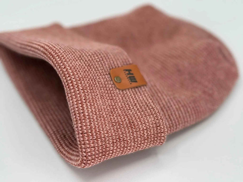 Haakwear H Stitch Fusion Cuffed Beanie / Hat (Patened Design) Burgundy / Pink, Made in USA