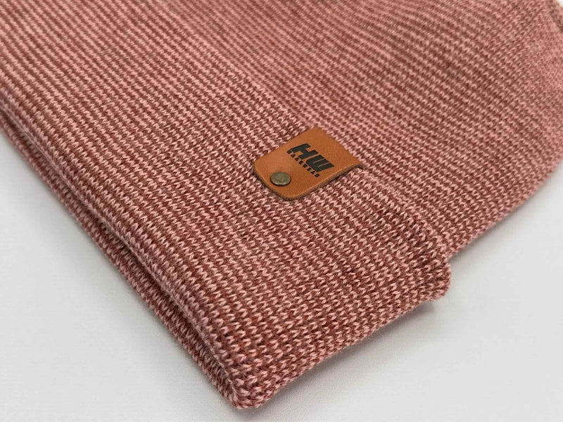 Haakwear H Stitch Fusion Cuffed Beanie / Hat (Patened Design) Burgundy / Pink, Made in USA