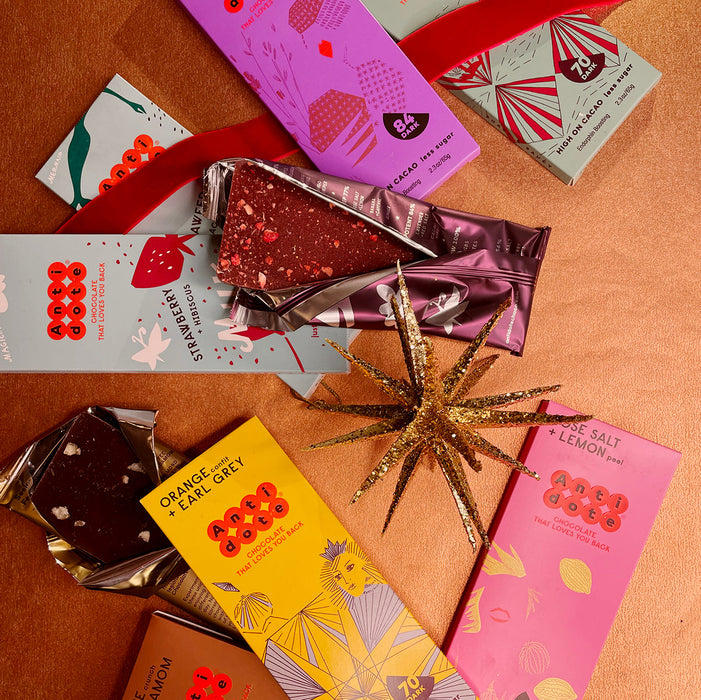 ANTIDOTE CHOCOLATE DISCOVERY BOX of 12 bars by Farm2Me