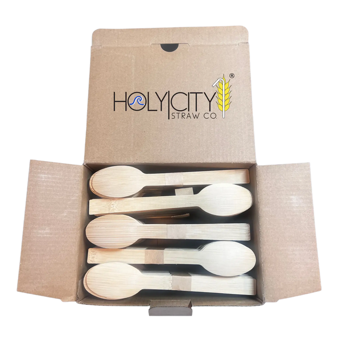 Holy City Straw Co. 500 count open box of unwrapped dessert spoons