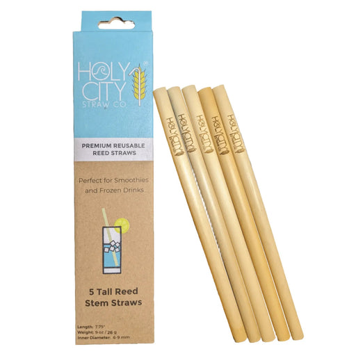 Tall Premium Reusable Reed Straws - 5 ct box.