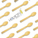 Holy City Straw Co. wrapped bamboo spoons lined up on angle
