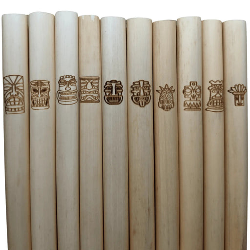 Holy City Straw Company Tiki Collector Series Branded Reed Straws 10 pack masks