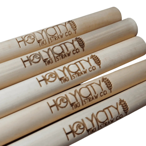 Holy City Straw Company Tiki Collector Series Branded Reed Straws 5 reed straw angled closeup