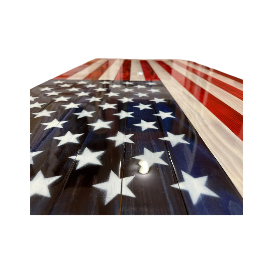 Custom Epoxy Wooden American Flag with Personalized Engraving