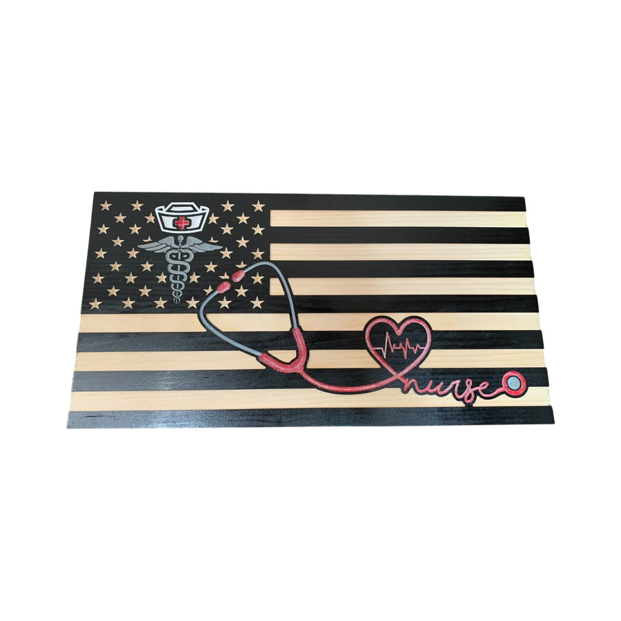 Personalized Wooden American Flag for Nurses