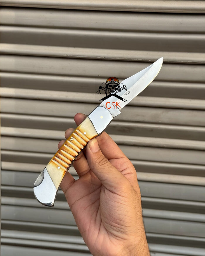 Bone Folding Pocket Knife Handcrafted Lockback Blade Best Gift For Groomsmen