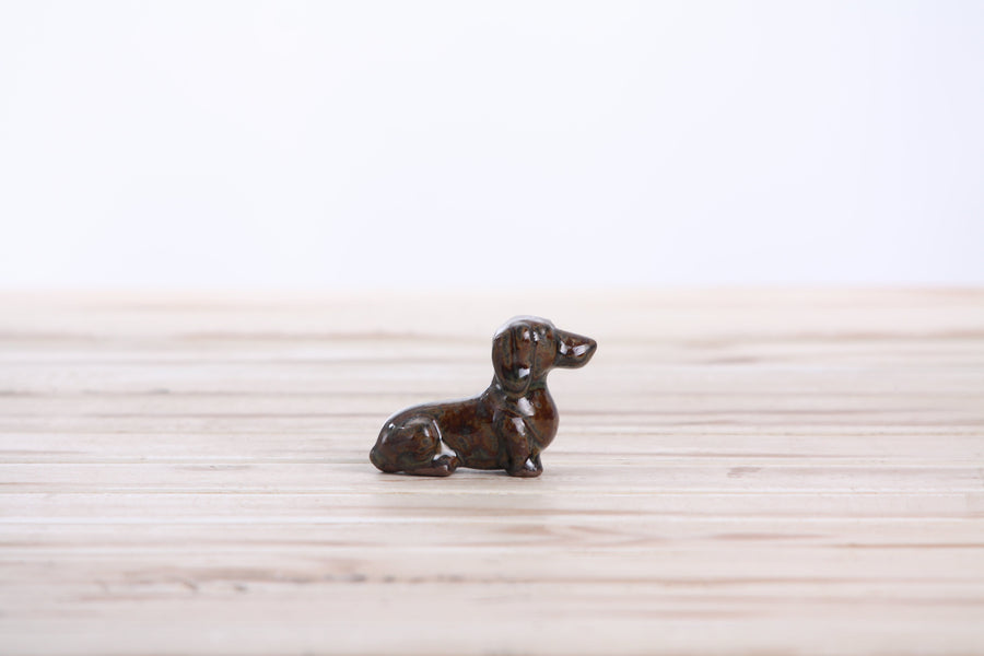 Butch Ceramic Dachshund Figurine - Dark Honey