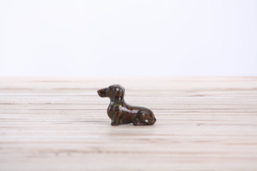 Butch Ceramic Dachshund Figurine - Dark Honey