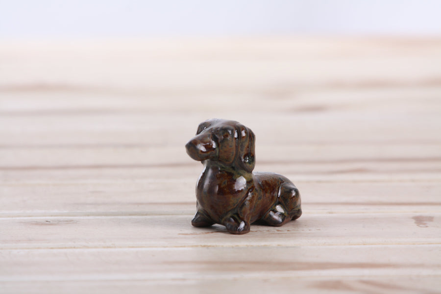 Butch Ceramic Dachshund Figurine - Dark Honey