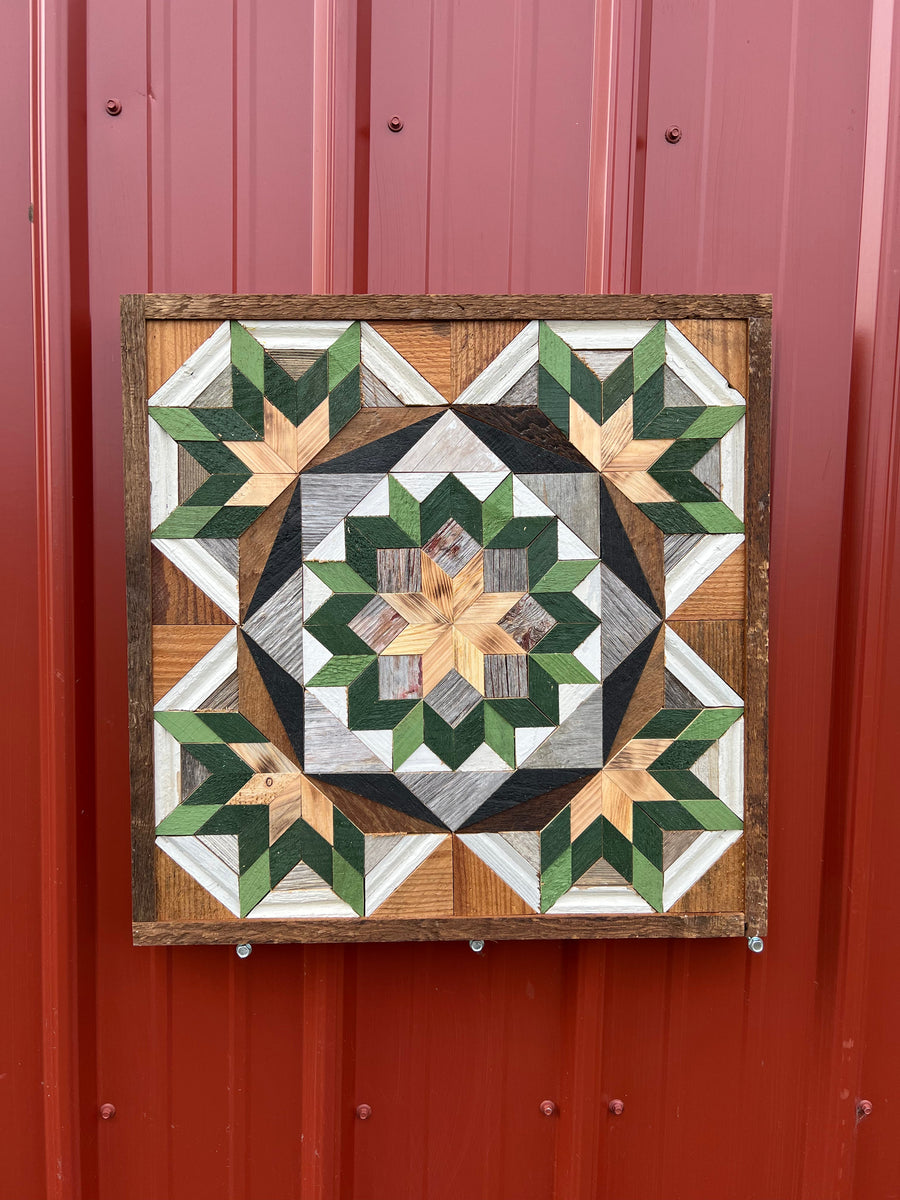 Amish Handmade Barn Quilt Wall Art – Reclaimed Barn Wood – 20.75” x 20.75”