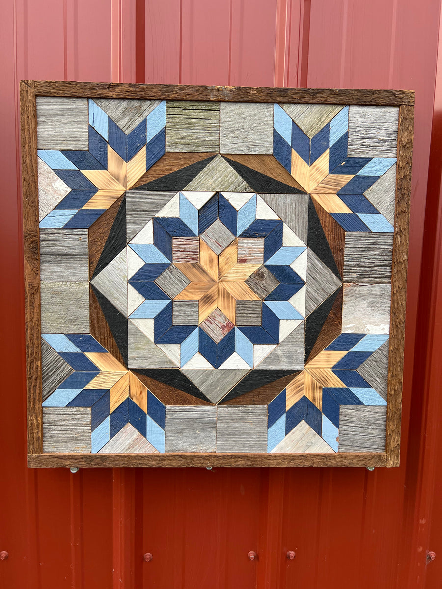 Amish Handmade Barn Quilt Wall Art – Reclaimed Barn Wood – 20.75” x 20.75”
