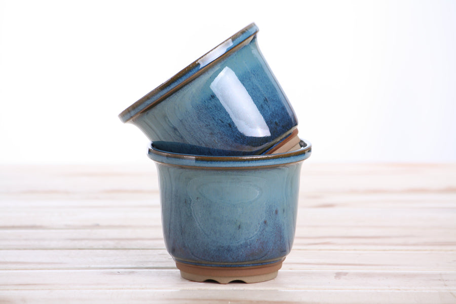 4-Inch Flute Bonsai Pot - Peacock 2025