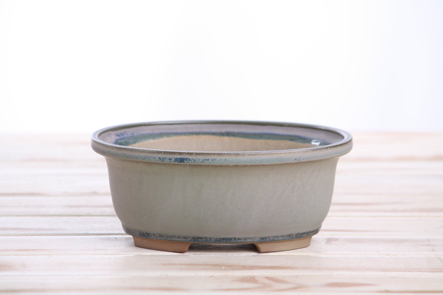 6.5-Inch Fat Oval Bonsai Pot - Ocean