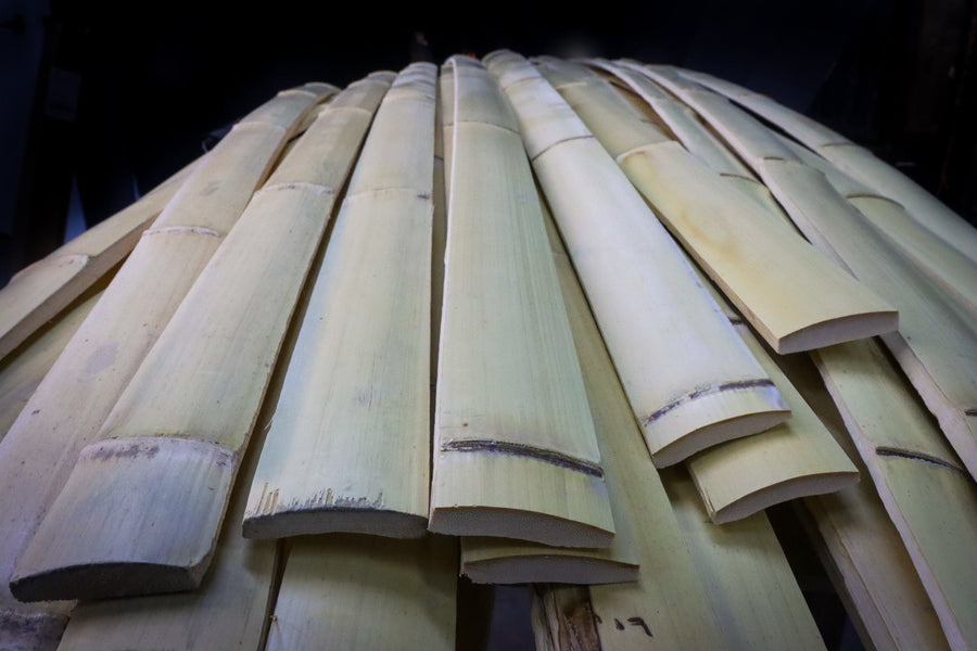 Bamboo Bow-Backing Slats — stack of split bamboo slats