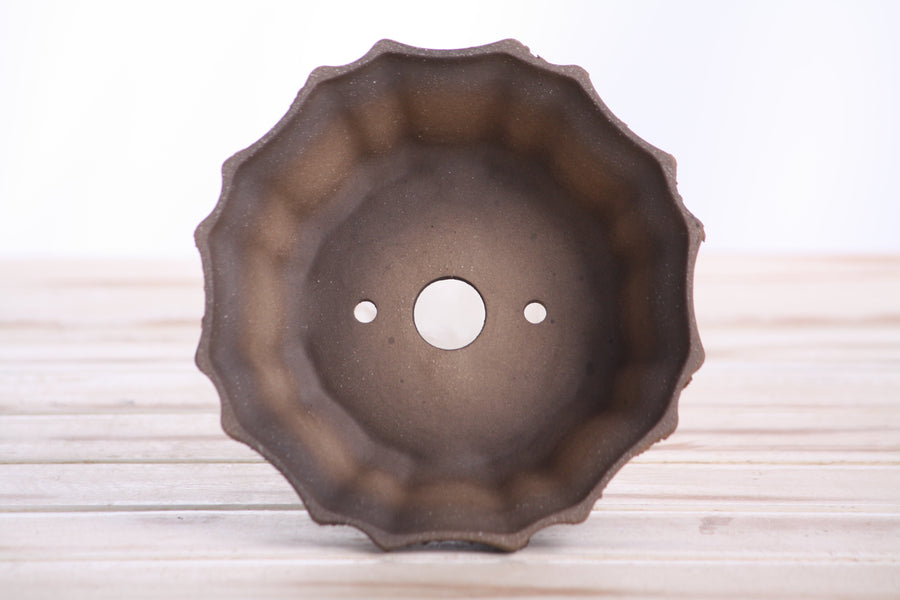 5-Inch Flower Bonsai Pot - Textured Unglazed Limited Edition