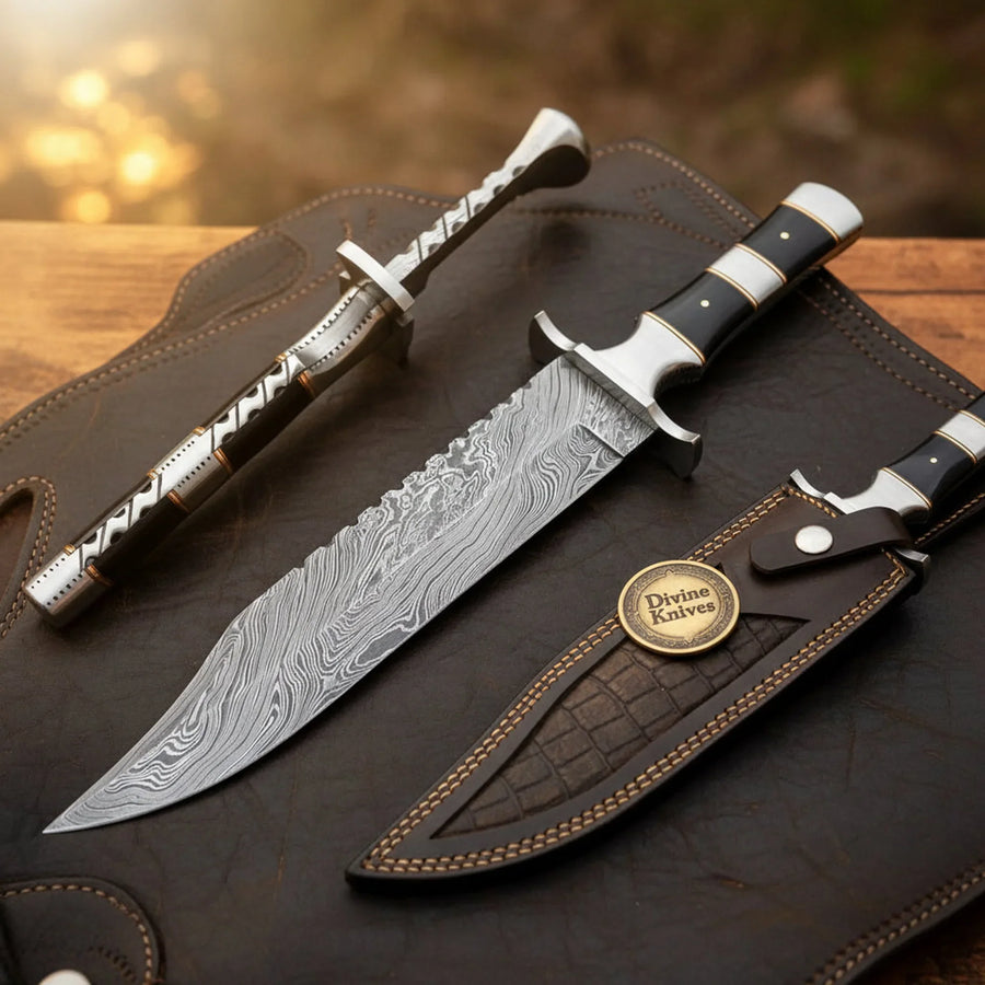 Curved Kukri Knife with Companion Blade and Sheath