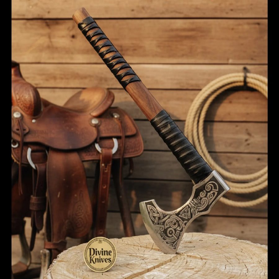 Engraved Skeggøx Bearded Axe with Zoomorphic Knotwork