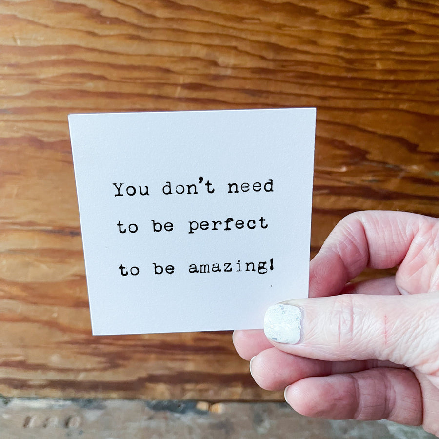 Printed quote and reflection cards from the 365 Imperfect Cards collection.