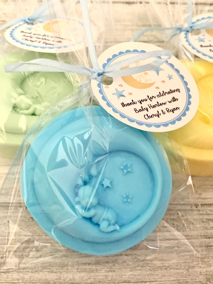 10 Baby Cradled in Moon Soap Favors For A Boy: Party favors