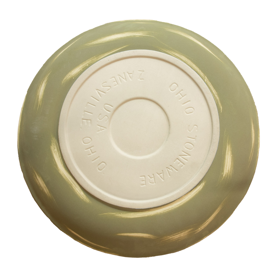 Birdbath Non-Locking Stoneware Top - Heritage Green - underside showing the seating surface