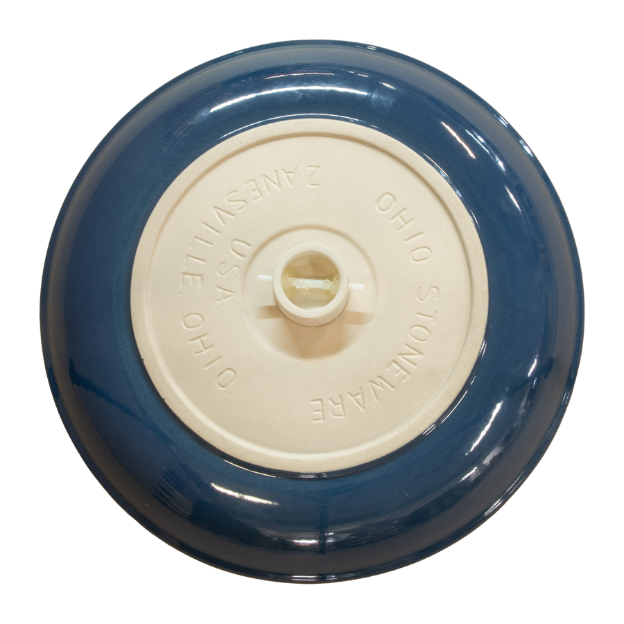 Birdbath Locking Stoneware Top - Midnight Blue - underside showing the seating surface