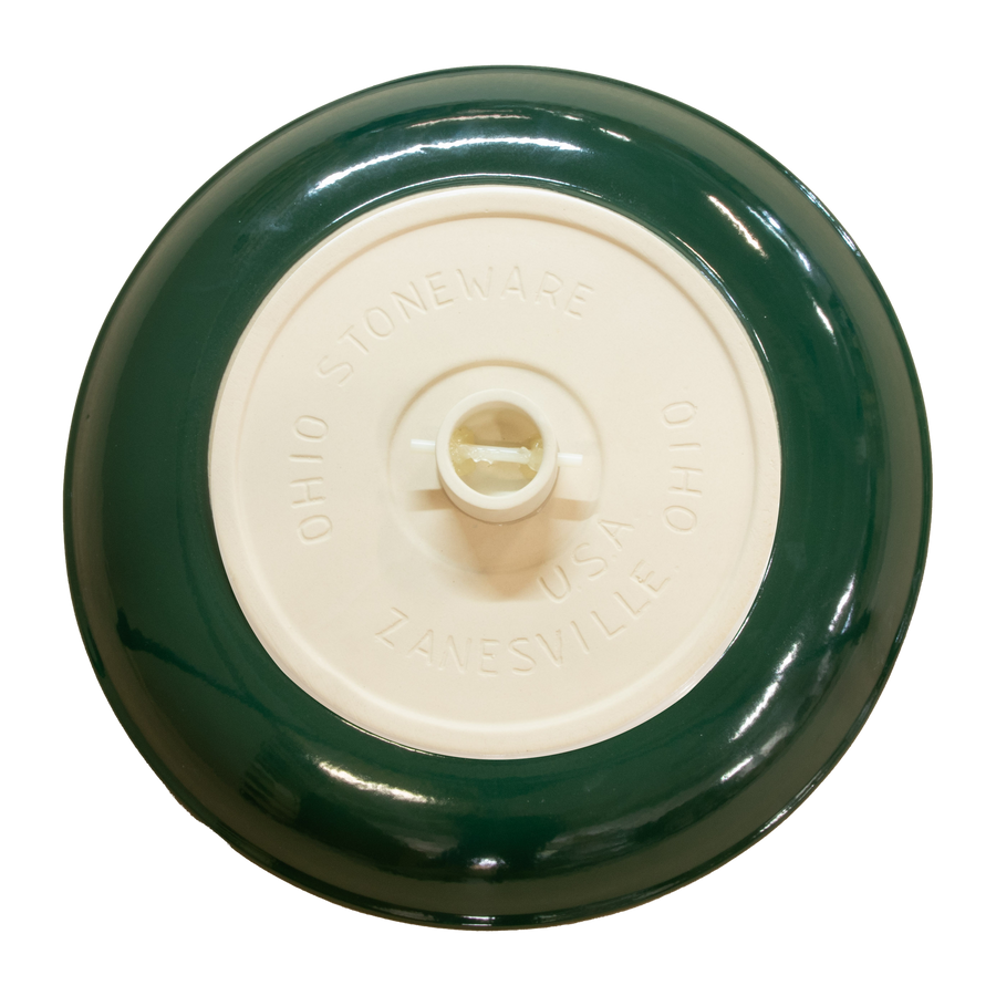 Birdbath Locking Stoneware Top - Hunter Green - underside showing the seating surface