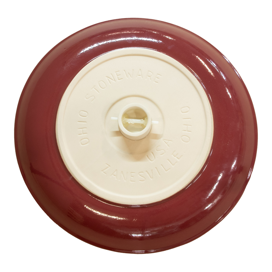 Birdbath Locking Stoneware Top - Burgundy - underside showing the seating surface