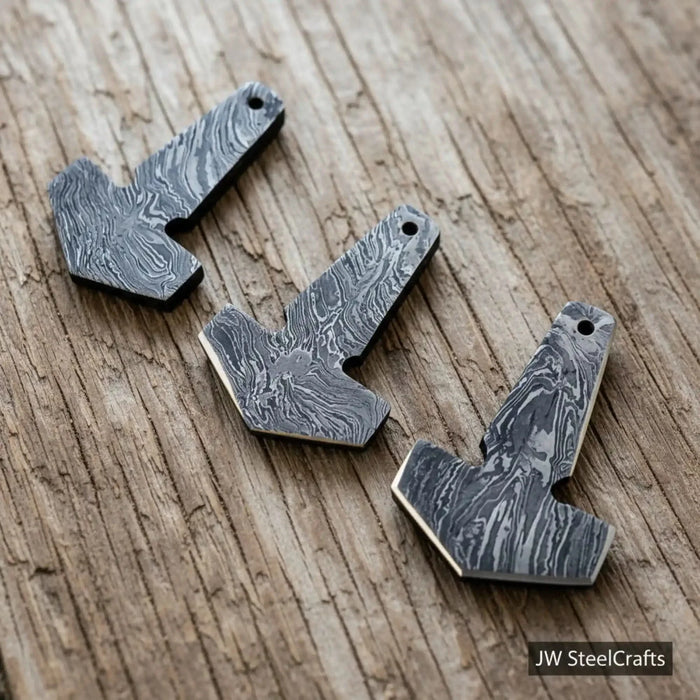 Handmade Damascus Steel Thor's Hammer Pendant Set | Viking Mjolnir Necklace Collection