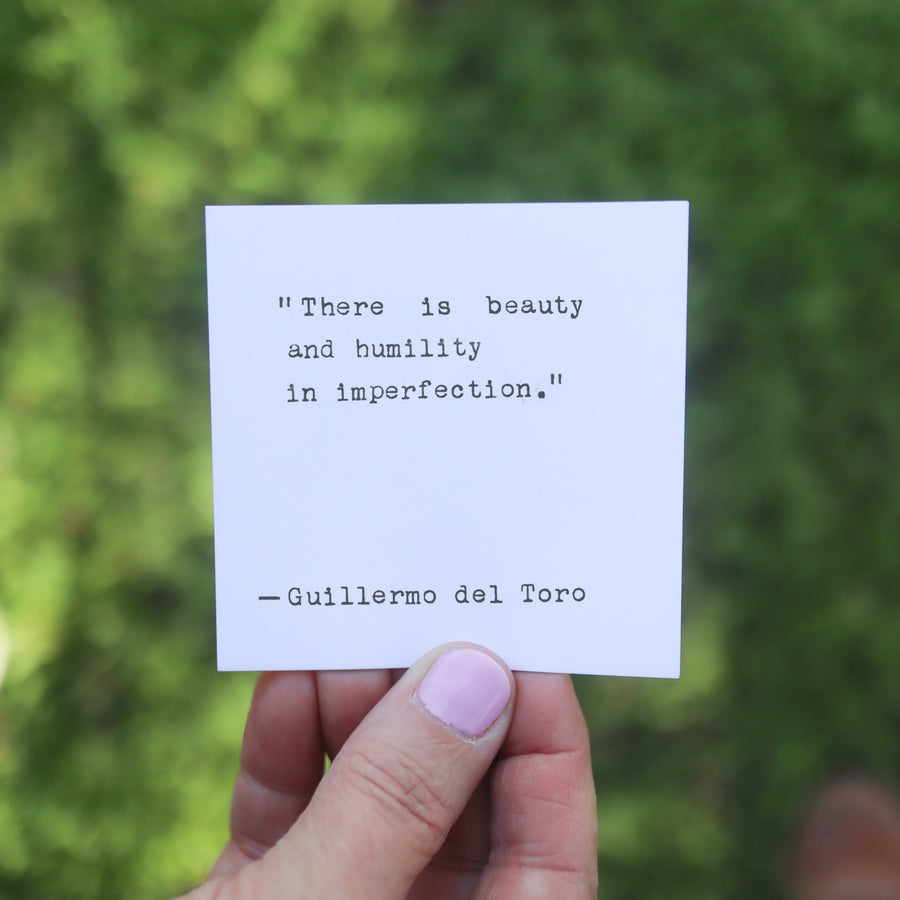 Printed quote and reflection cards from the 365 Imperfect Cards collection.