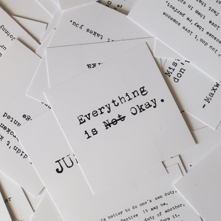 Printed quote and reflection cards from the 365 Imperfect Cards collection.