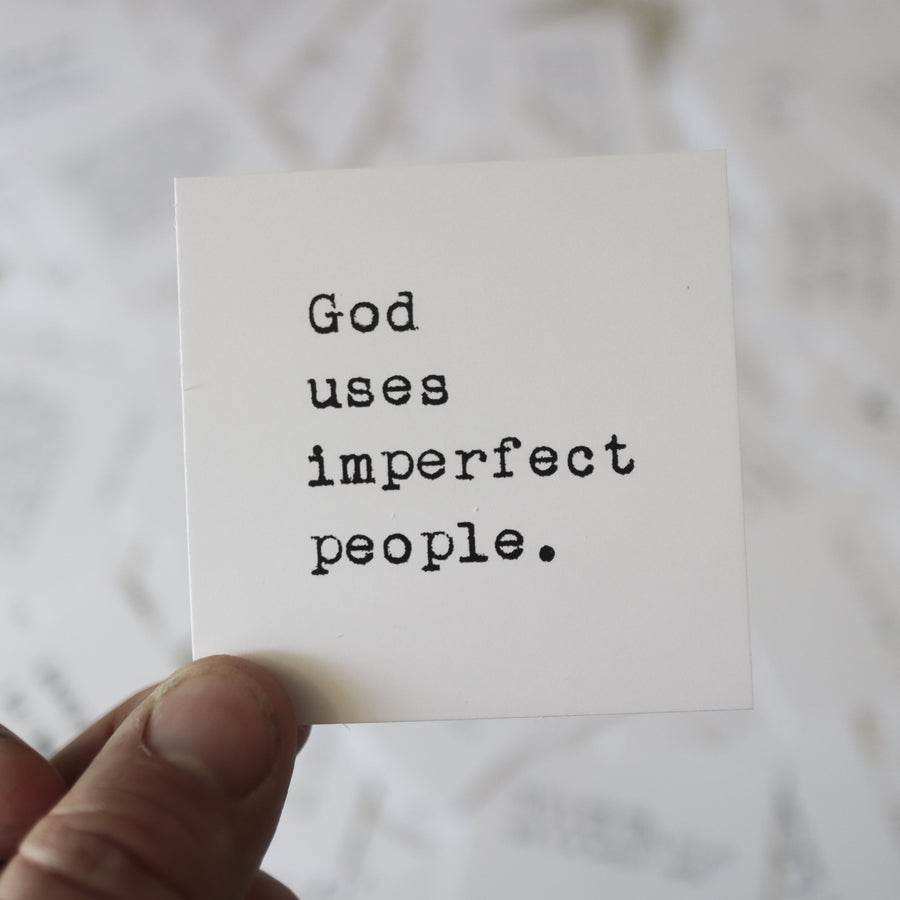 Printed quote and reflection cards from the 365 Imperfect Cards collection.