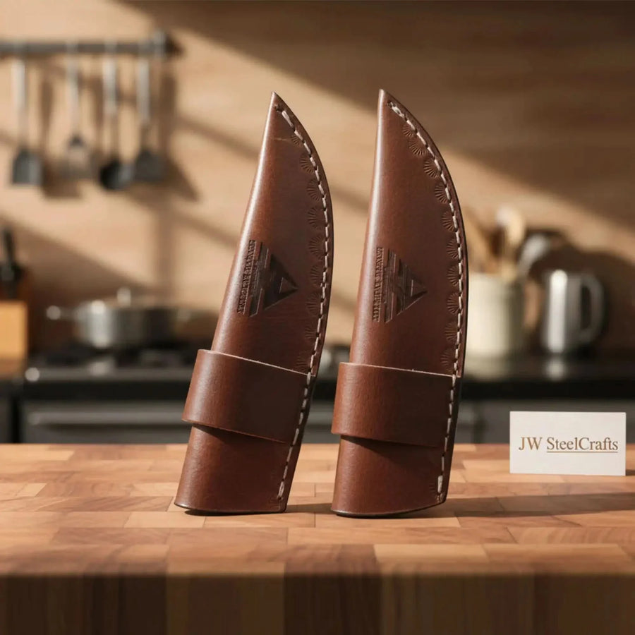 Carbon Steel Hunting Knife Set Drop Point Skinner Knives USA Flag Handles Leather Sheaths
