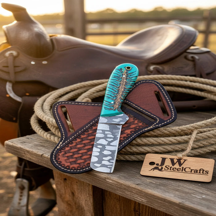 Pinecone Pocket Bull Cutter with Acid Etched Carbon Steel Blade