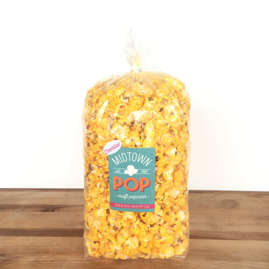 Bag of yellow cheddar popcorn