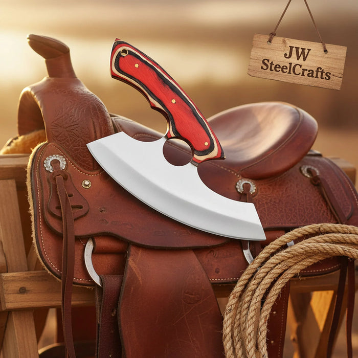 Bnazind Ulu Knife with Multi Color Pakka Wood Handle