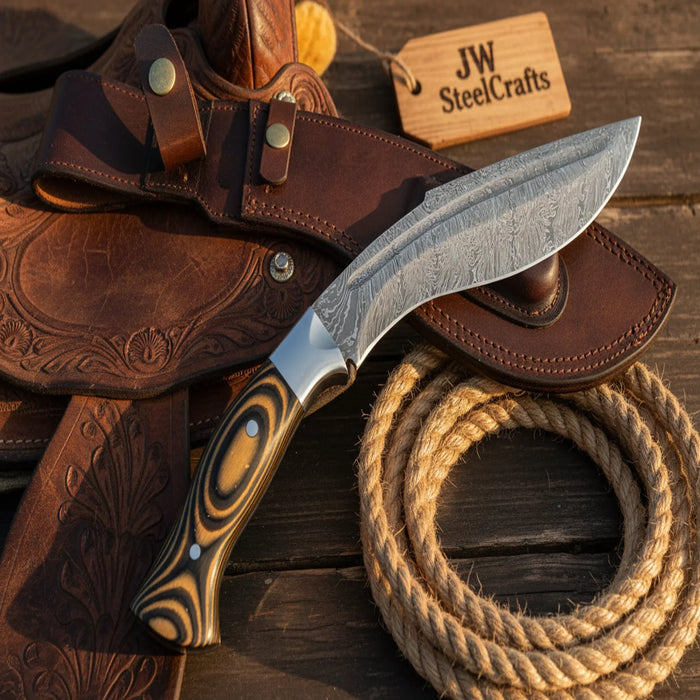 Tracker Kukri Knife with Micarta Handle and Steel Bolster