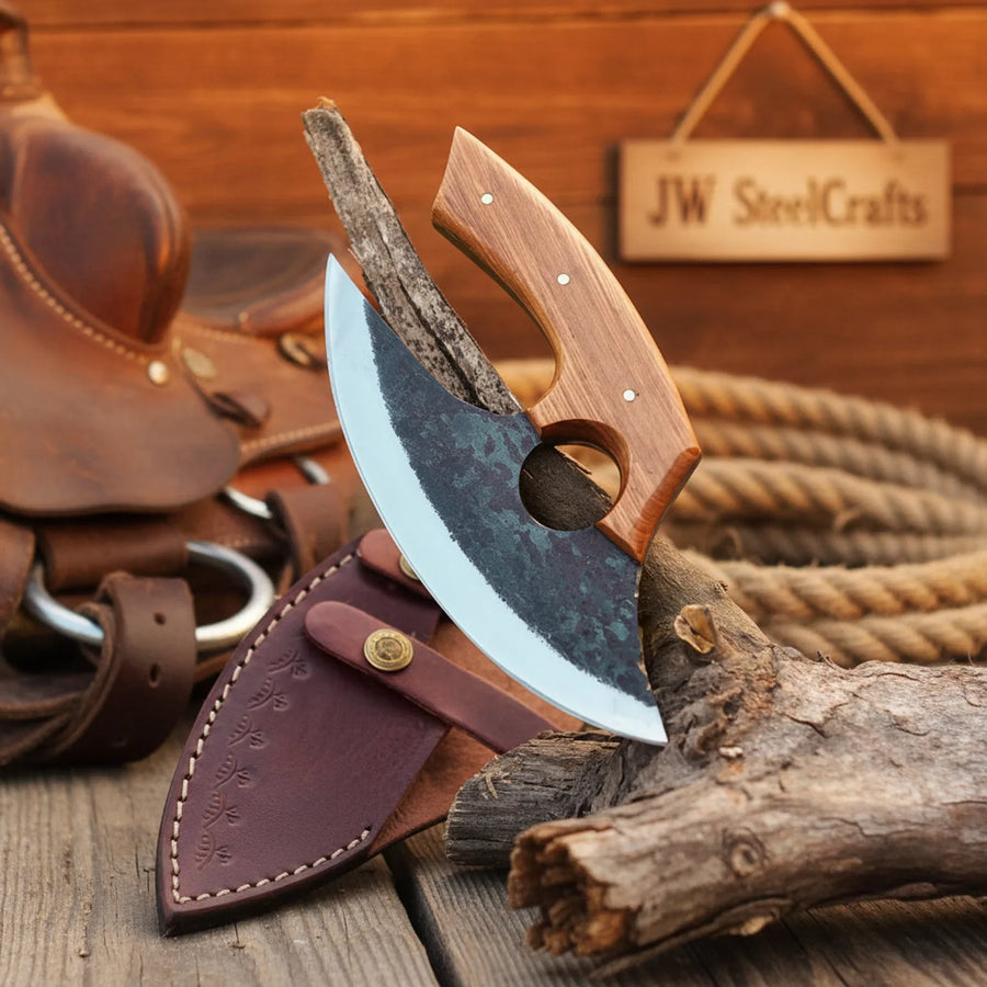 Handmade Bushcraft Hatchet 5" Natural Wood Handle Forged Camping Axe