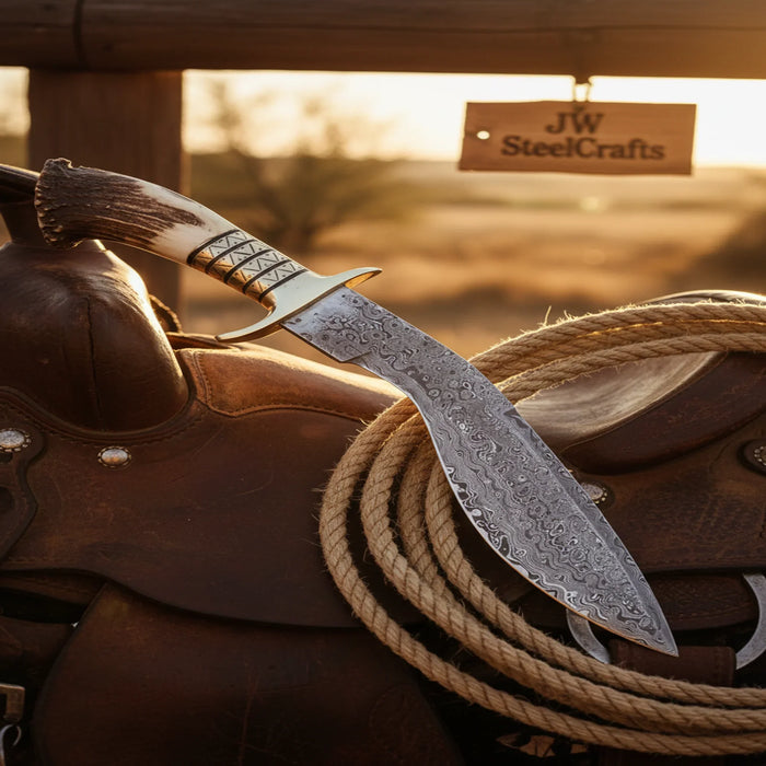 Handmade Damascus Steel Kukri Knife 10 Inch Full Tang Blade