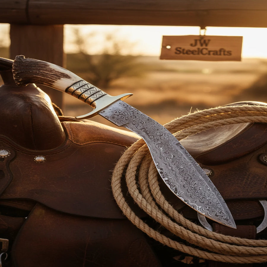 Handmade Damascus Steel Kukri Knife 10 Inch Full Tang Blade