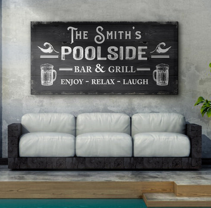 Personalized Poolside Bar And Grill Sign Iii