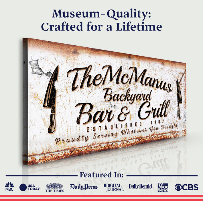 Backyard Bar Grill Sign Iv