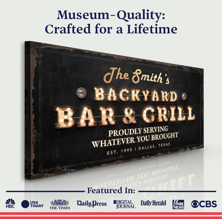 Backyard Bar Grill Sign Xviii
