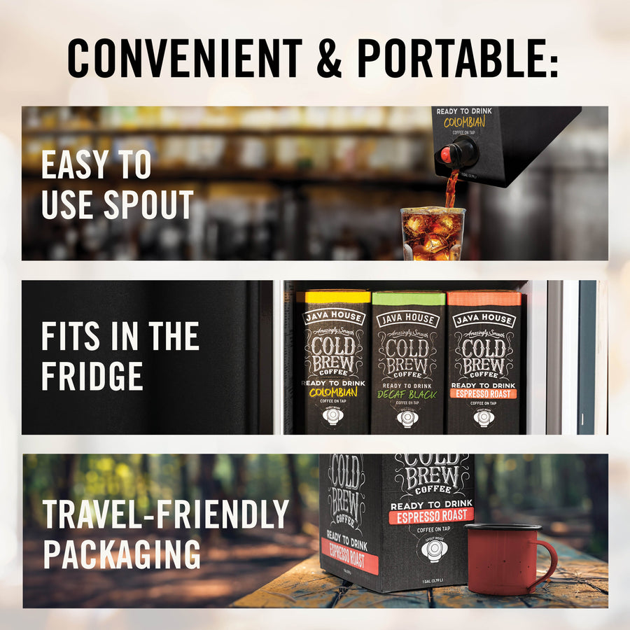 Boxed coffee portability and storage information
