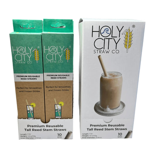Inner Pack Tall Reusable Reed Drinking Straw 10 Count Boxes Front