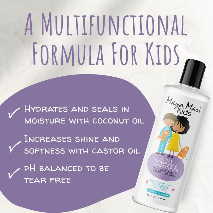 Maya Mari Kids 2-in-1 Shampoo and Conditioner With Coconut Oil and Castor Oil, Creamy Coconut and Lime Twist, Tear-Free, 12 oz by  Los Angeles Brands