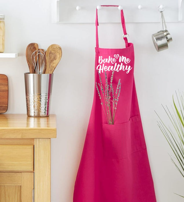 Bake Me Healthy Hot Pink Apron by Farm2Me